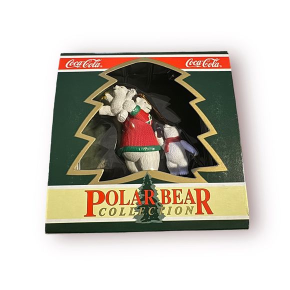 Coca-Cola Polar Bear Collection Christmas Ornament Set Of 8 1995 NIB with Plush - Picture 10 of 12